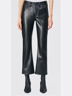rag & bone Black Peyton Faux Leather Ankle Flare Pants, Woman’s 25